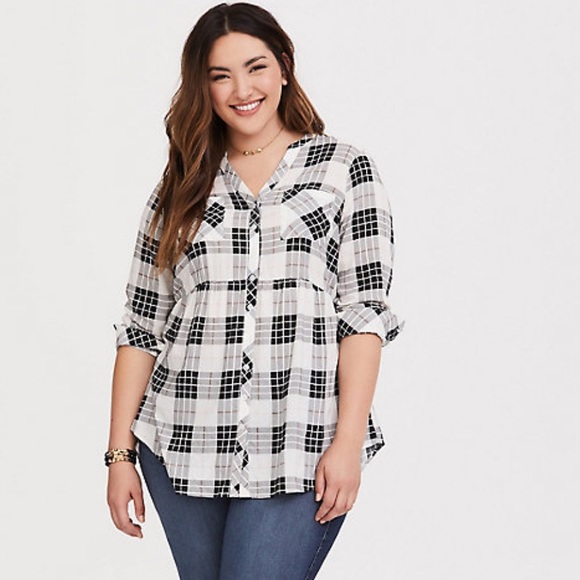 ❌SOLD❌ EMMA - PLAID CHALLIS BABYDOLL TUNIC - Picture 2 of 6